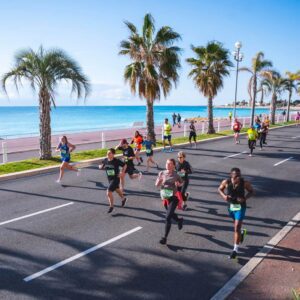 Participants running in a marathon race.